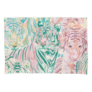 Housse D'oreillers Motif d'art de Tiger couleur Pastel