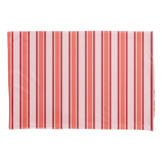 Housse D'oreillers Motif de bande verticale rose rouge (devant)