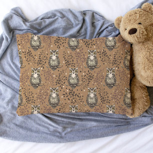 Housse D'oreillers Motif de bois illustré de Chouette Brown