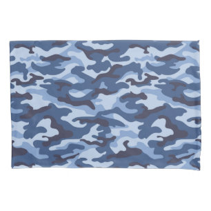 Housse D'oreillers Motif de camouflage bleu foncé