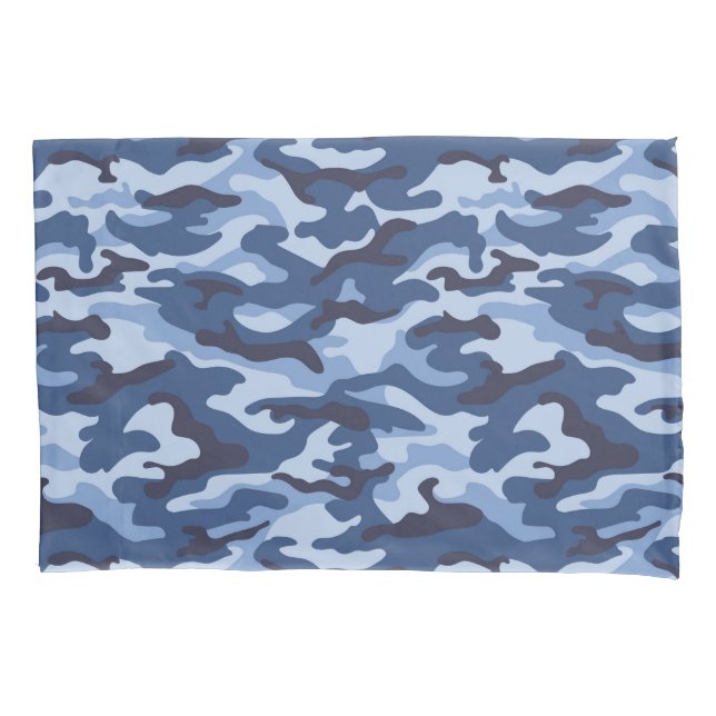 Housse D'oreillers Motif de camouflage bleu foncé (devant-gauche)
