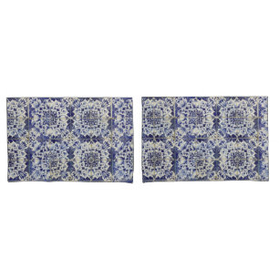 Housse D'oreillers Motif de carreaux blancs vintage géométrique