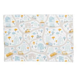 Housse D'oreillers Motif de carte de quartier de Cute Pastel