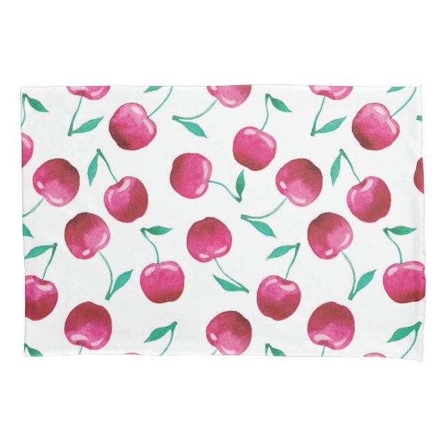 Housse D'oreillers Motif de cerise aquarelle (devant-gauche)