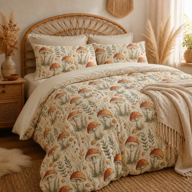 Housse D'oreillers Motif de champignon boho forestier (Créateur téléchargé)
