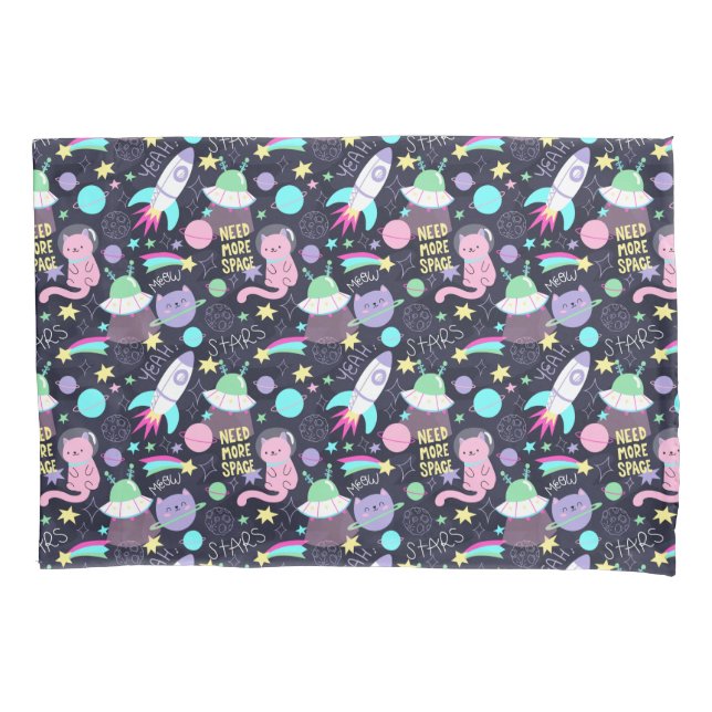 Housse D'oreillers Motif de chat espace (devant-gauche)