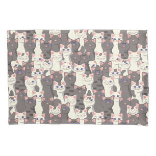 Housse D'oreillers Motif de chats blancs et gris