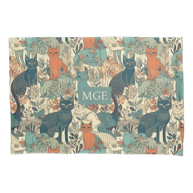 Housse D'oreillers Motif de chats monographiques personnalisés (devant)