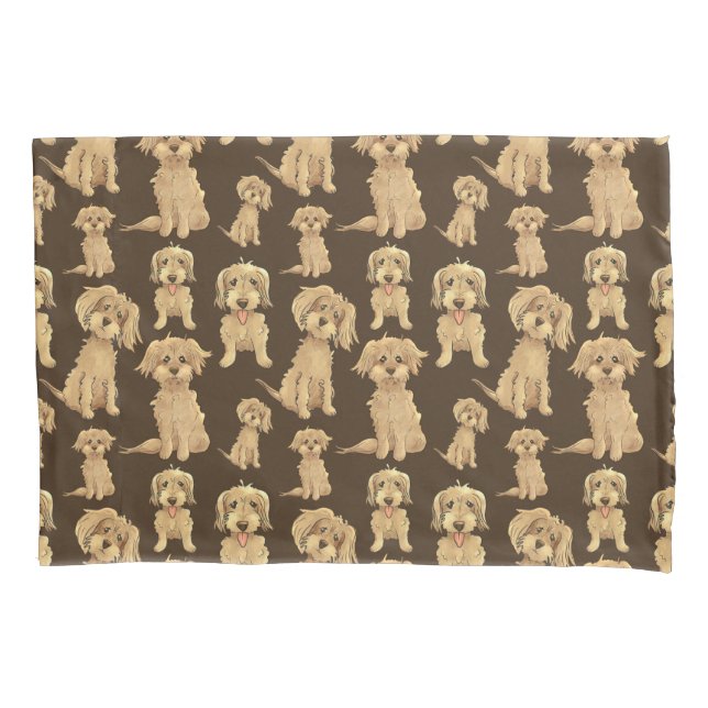 Housse D'oreillers Motif de chien Brown labradoodle doré (devant)