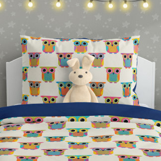 Housse D'oreillers Motif de chouette mignon sur crème