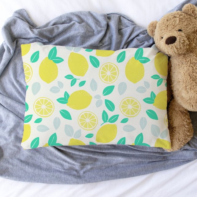 Housse D'oreillers Motif de citron d'été en crème (Lemon Pattern Pillowcase)
