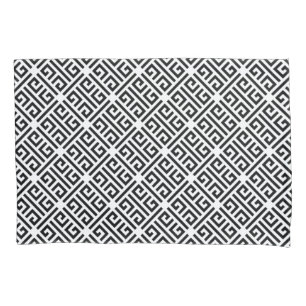 Housse D'oreillers Motif de clé grecque de fusion noir et blanc