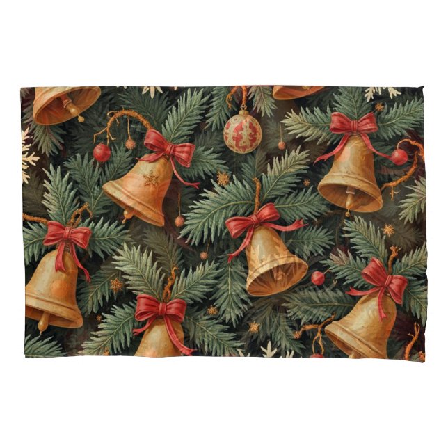 Housse D'oreillers Motif de cloches de Noël de vacances, (devant)