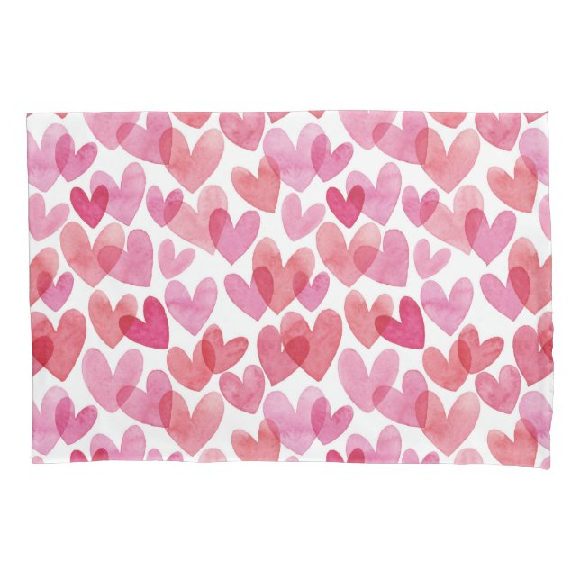 Housse D'oreillers Motif de coeur aquarelle (devant-gauche)