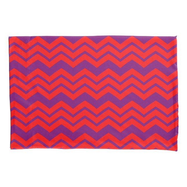 Housse D'oreillers Motif de conception Chevron rouge et violet  (devant)