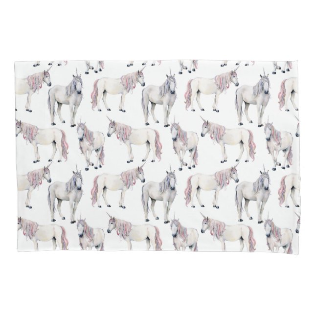 Housse D'oreillers Motif de conte de fées de licorne d'aquarelle (devant-gauche)