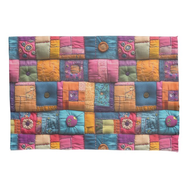Housse D'oreillers Motif de Courtepoint Patchwork Fantaisiste : Dessi (devant)