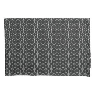 Housse D'oreillers Motif de cube géométrique noir et blanc