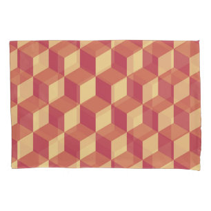 Housse D'oreillers Motif de Cube rouge orange Abstrait