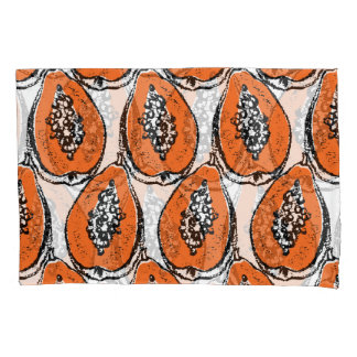 Housse D'oreillers Motif de dessin vintage Papaya Charcoal.