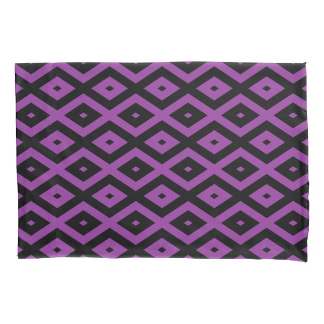 Housse D'oreillers Motif de diamants violet et noir (devant)