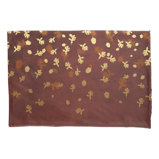 Housse D'oreillers Motif de feuille d'or d'automne (devant-gauche)