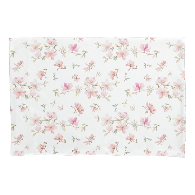 Housse D'oreillers Motif de fleur rose mou d'aquarelle (devant-gauche)