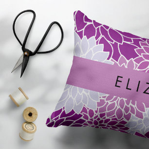 Housse D'oreillers Motif De Fleurs, Dahlia Violet, Votre Nom