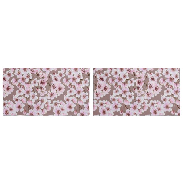 Housse D'oreillers Motif de fleurs de cerisiers (devant-Set)