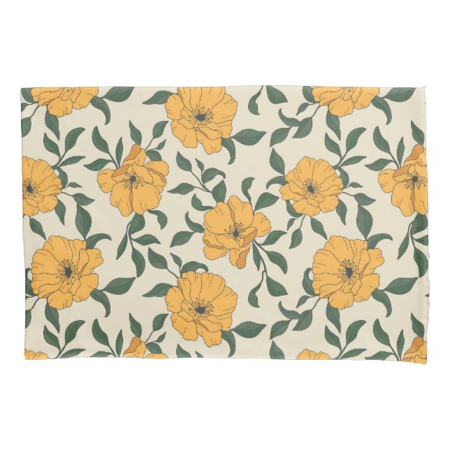 Housse D'oreillers Motif de fleurs de crapaud orange (devant)