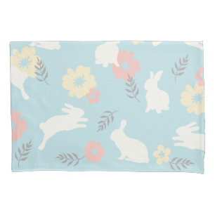 Housse D'oreillers Motif de fleurs de lapins mignons