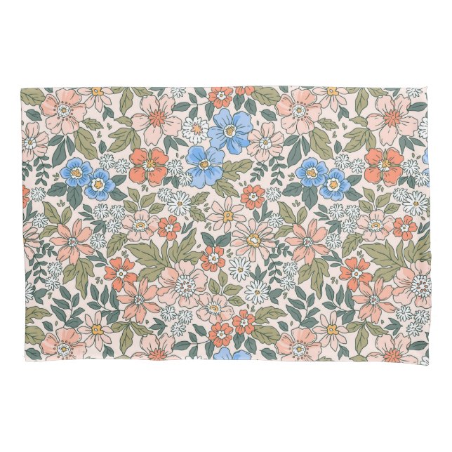 Housse D'oreillers Motif de fleurs du jardin de corail (devant)