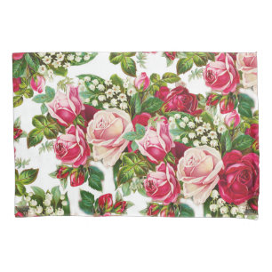 Housse D'oreillers Motif de fleurs rose rouge vintage chic de roses