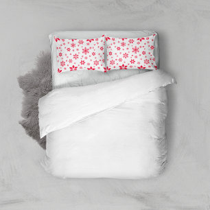 Housse D'oreillers Motif de flocon de neige, Flammes de neige rouges,