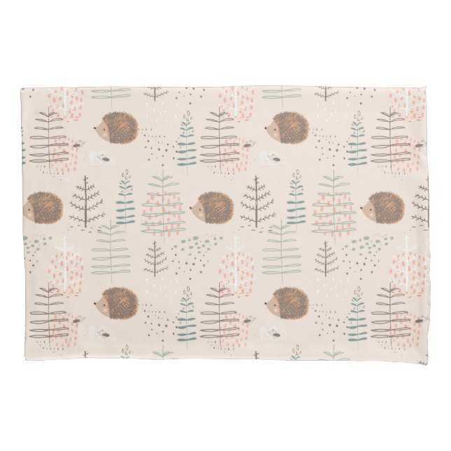 Housse D'oreillers Motif de hérisson de bois mignon (devant)
