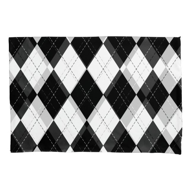 Housse D'oreillers Motif de Jacquard géométrique noir blanc (devant)