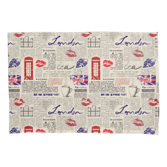 Housse D'oreillers Motif de journal de Londres (devant-gauche)