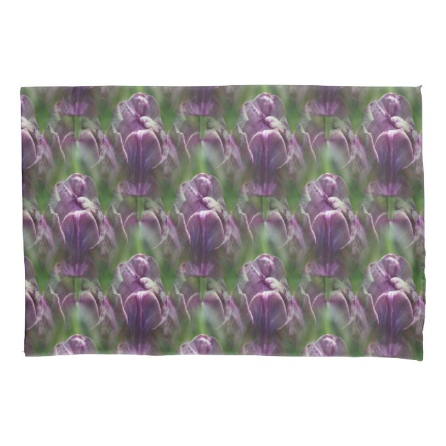 Housse D'oreillers Motif de la nature des fleurs de tulipe violet   (devant)