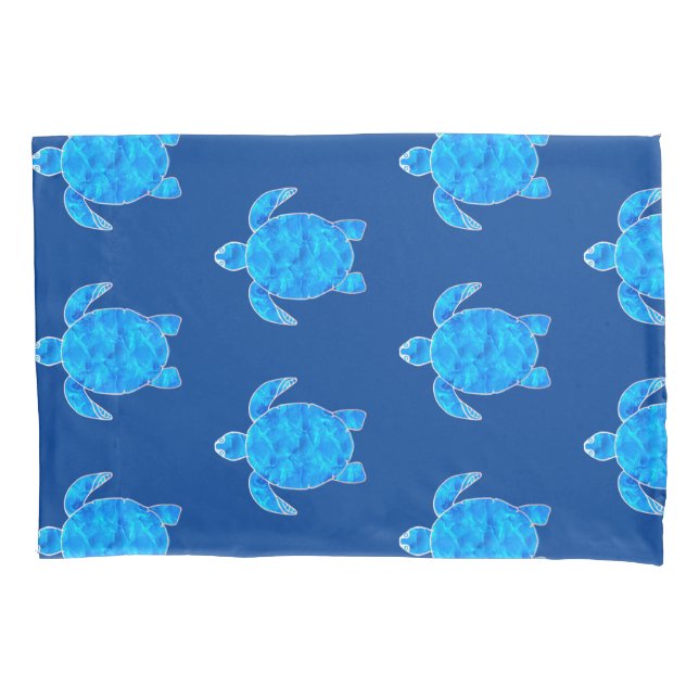 Housse D'oreillers Motif de la tortue bleue  (devant)