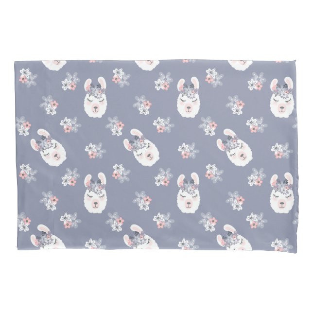 Housse D'oreillers Motif de lamas et de fleurs (devant-gauche)