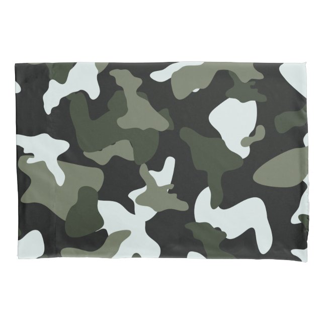 Housse D'oreillers motif de l'armée de camouflage blanc vert (devant)