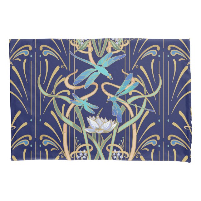Housse D'oreillers Motif de libellules Art nouveau (devant)