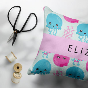 Housse D'oreillers Motif de méduses, Mignonne méduse, Mer, Votre nom