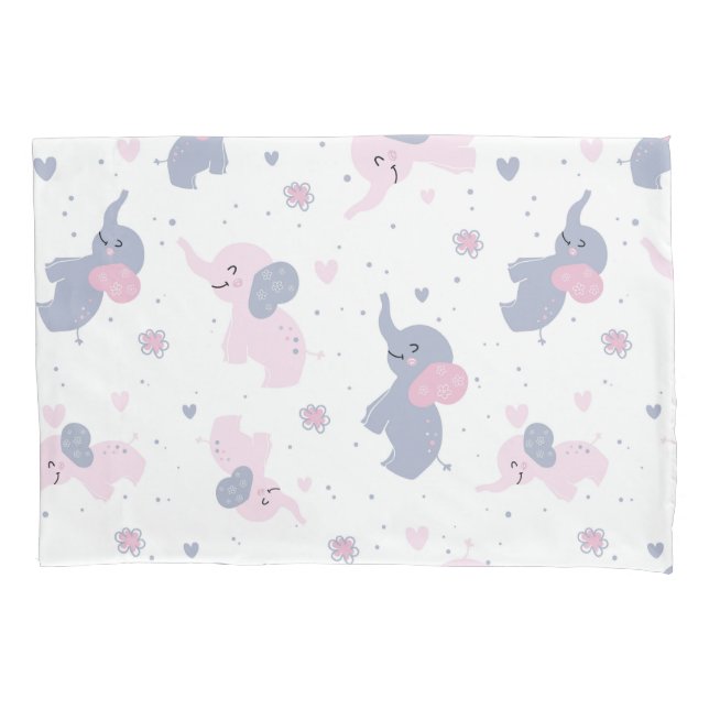 Housse D'oreillers Motif de mignons éléphants de caricature (devant)