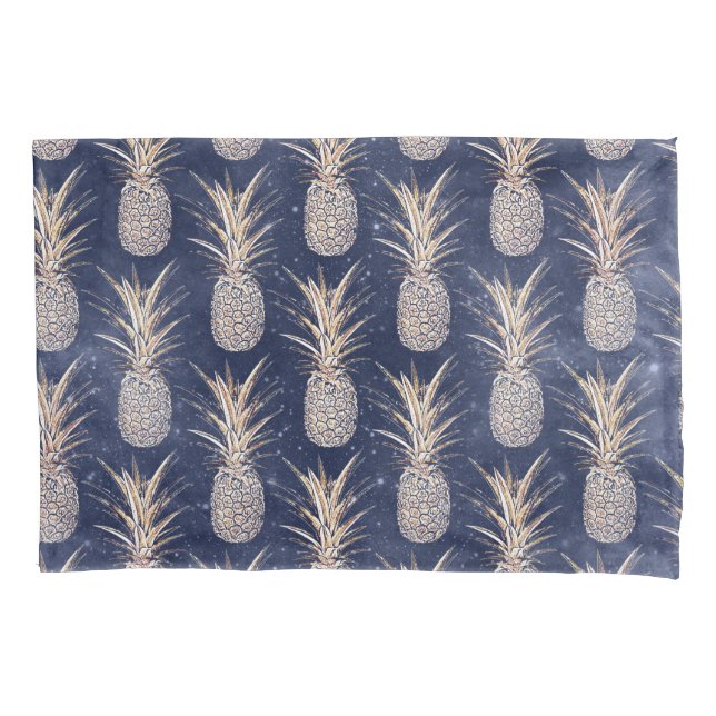 Housse D'oreillers Motif de nébuleuse aux ananas dorés (devant)