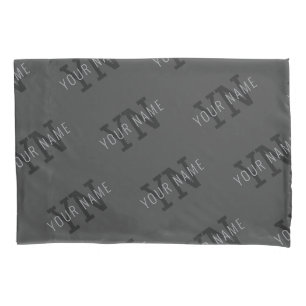 Housse D'oreillers Motif de nom et monogramme gris