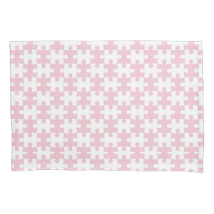Housse D'oreillers Motif de pièce de puzzle rose clair et blanc
