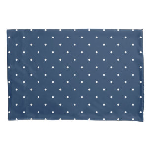 Housse D'oreillers motif de pois blanc minuscule élégant de bleu