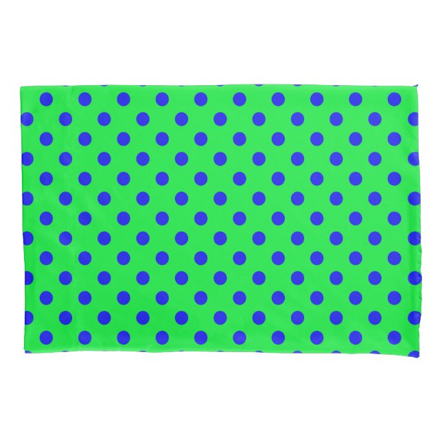 Housse D'oreillers Motif de pois bleus sur fond vert  (devant)