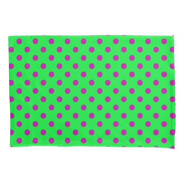 Housse D'oreillers Motif de pois violet sur fond vert  (devant)